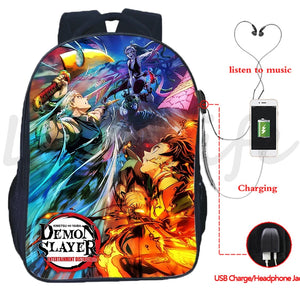 Demon Slayer Tanjirou Nezuko Anime School Backpack with USB Charging