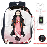 Demon Slayer Tanjirou Nezuko Anime School Backpack with USB Charging