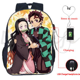 Demon Slayer Tanjirou Nezuko Anime School Backpack with USB Charging