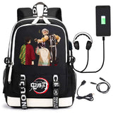 Demon Slayer Cartoon Backpack with USB School Bag Ladies Travel Backpack