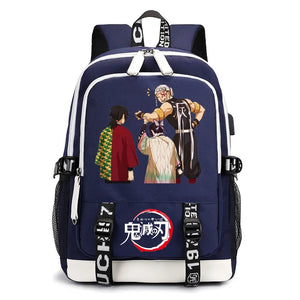 Demon Slayer Cartoon Backpack with USB School Bag Ladies Travel Backpack