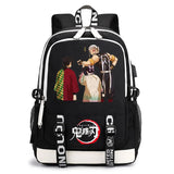 Demon Slayer Cartoon Backpack with USB School Bag Ladies Travel Backpack