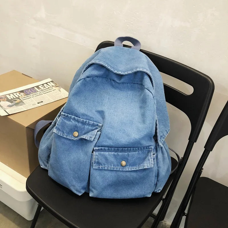 Denim Backpack Women Back Pack Shoulder Bag for Female Personality Student
