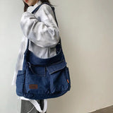 Denim Bag Summer Square Cotton Zipper Shoulder Handbag
