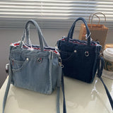Denim Bag Women Satchels Canvas Casual Soft Shoulder Bag Handbag Purse