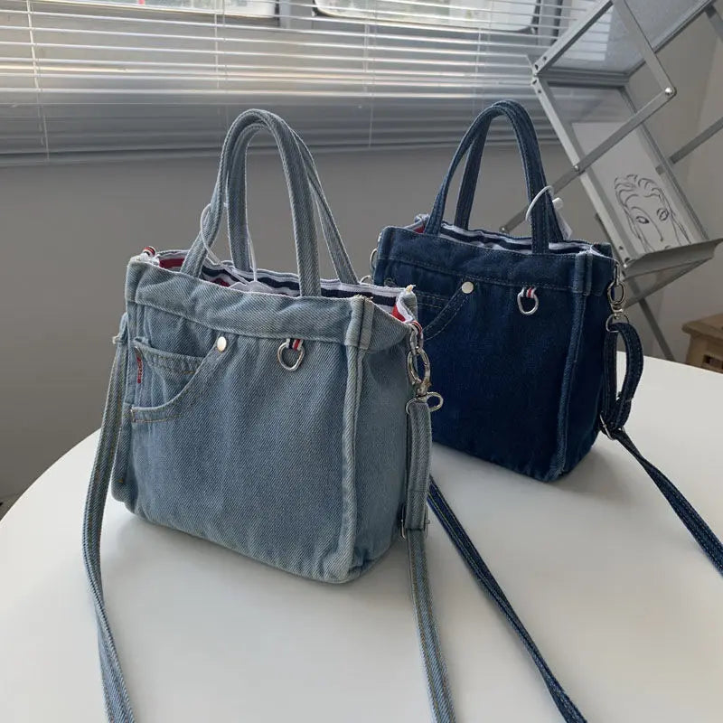 Denim Bag Women Satchels Canvas Casual Soft Shoulder Bag Handbag Purse