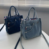 Denim Bag Women Satchels Canvas Casual Soft Shoulder Bag Handbag Purse