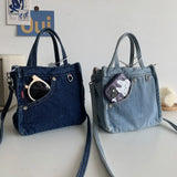 Denim Bag Women Satchels Canvas Casual Soft Shoulder Bag Handbag Purse