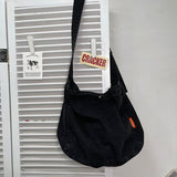 Denim Women's Messenger Bag Retro Style School Bag Large Capacity Shoulder Bag