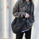 Denim Women's Messenger Bag Retro Style School Bag Large Capacity Shoulder Bag