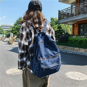 Denim Casual School Backpack Large Capacity for Girls Mochila Feminina