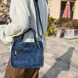 Denim Messenger Bag Crossbody Shoulder Bag for Girls Boys Women Men