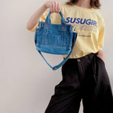 Denim Cloth Women Shoulder Bag Girl Canvas Handbag Small Tote Lady Zipper Purse