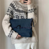 Denim Cloth Women's Messenger Bag Large Capacity Shoulder Handbag Casual Tote