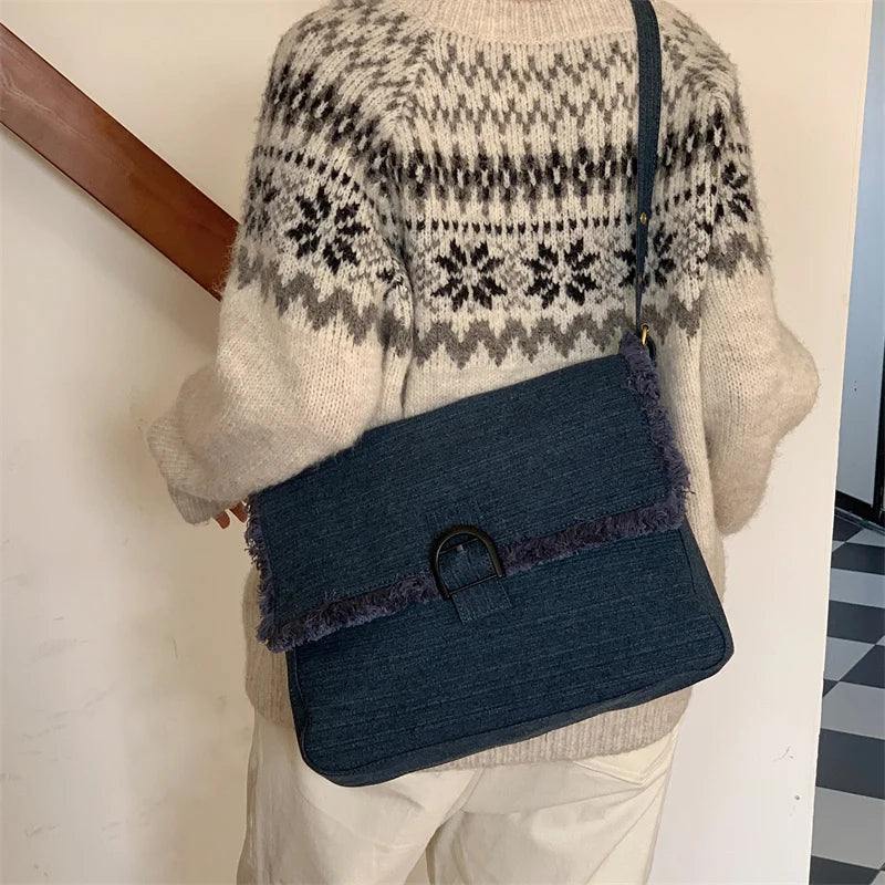 Denim Cloth Women's Messenger Bag Large Capacity Shoulder Handbag Casual Tote