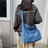 Denim Crossbody Shoulder Bag Women Japan Style Teen Girl Casual Large Jeans Bag