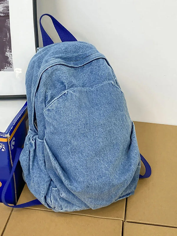 Denim Fabric Women's Backpack Bag Large Capacity Female Backbags