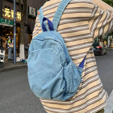 Denim Fabric Women's Backpack Bag Large Capacity