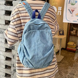 Denim Fabric Women's Backpack Bag Large Capacity Female Backbags