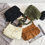 Women's Denim Leisure Shoulder Bag Large Capacity Solid Tooling Satchel
