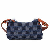 Denim Plaid Women's Underarm Shoulder Bag