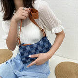 Denim Plaid Women's Underarm Shoulder Bag