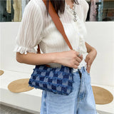 Denim Plaid Women's Underarm Shoulder Bag