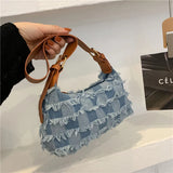 Denim Plaid Women's Underarm Shoulder Bag