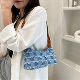 Denim Plaid Women's Underarm Shoulder Bag
