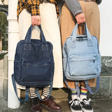 Denim School Backpack Women Travel Bag Preppy Style for Teenage Girls