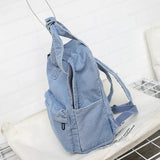 Denim School Backpack Women Travel Bag Preppy Style for Teenage Girls