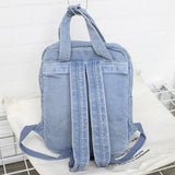 Denim School Backpack Women Travel Bag Preppy Style for Teenage Girls