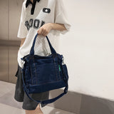 Denim Shoulder Bag Students Book Bag Casual Large Capacity Adjustable Strap