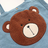Women's Embroidered Bear Denim Shoulder Bag Large Capacity Casual Handbags