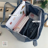 Large Denim Shoulder Bag Women Casual Travel Zipper Handbag Tote