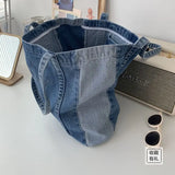 Large Denim Shoulder Bag Women Casual Travel Zipper Handbag Tote