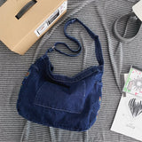 Denim Shoulder Bag Canvas Embroidery Tote Large Capacity Leisure Travel Bag