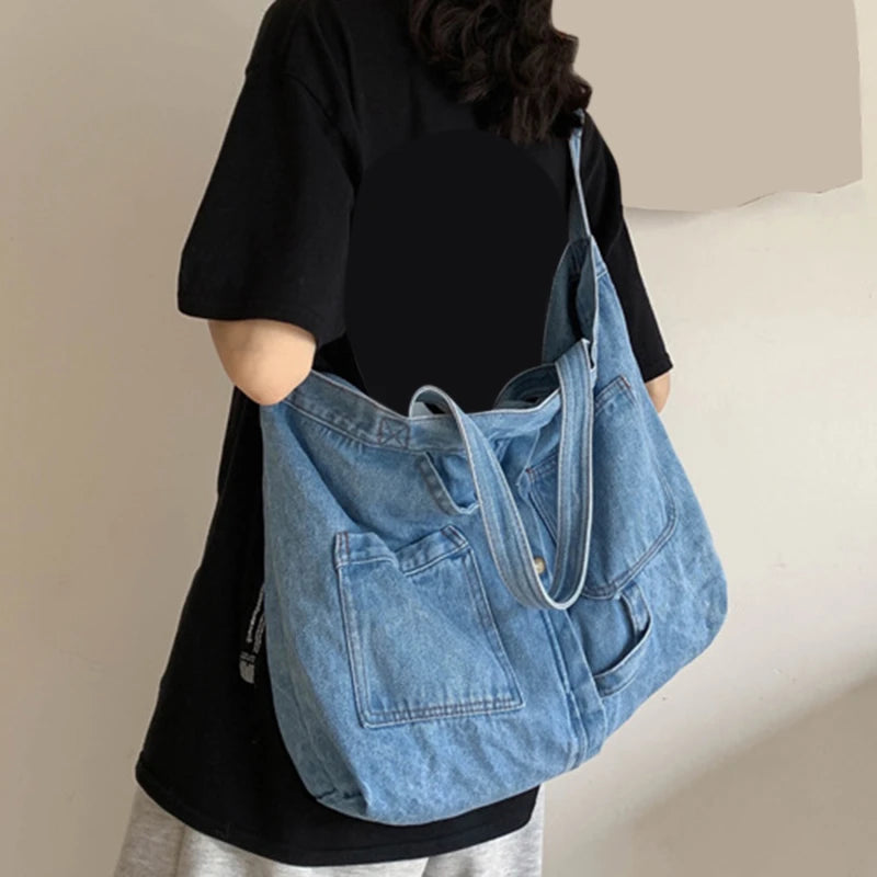 Casual Denim Shoulder Bag for Women