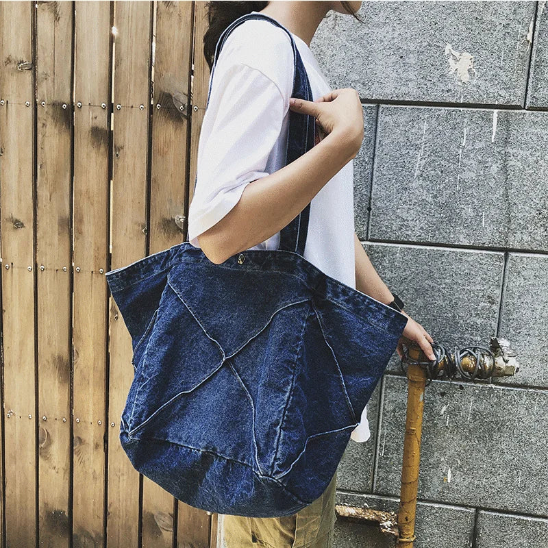 Denim Shoulder Bags Women Vintage Large Capacity Tote Bag Casual Handbags