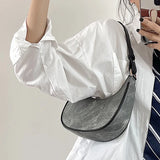 Denim Shoulder Bags Women Underarm Half Moon Streetwear Handbag