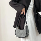 Denim Shoulder Bags Women Underarm Half Moon Streetwear Handbag
