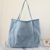 Women's Denim Shoulder Bag Flower Embroidery Vintage Large Capacity