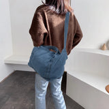 Denim Slouch Bag Casual Jean Fabric Handbag