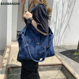 Denim Slouch Bag Women Casual Boho Soft Handbag Lady Style Top-handle Bag