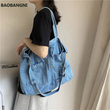 Denim Slouch Bag Women Casual Boho Soft Handbag Lady Style Top-handle Bag