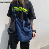 Denim Slouch Bag Women Casual Boho Soft Handbag Lady Style Top-handle Bag