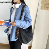 Denim Tote Bag Broken Flower Strap Jean Bag Girl Casual Handbags