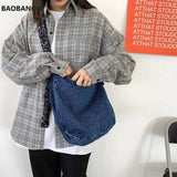 Denim Tote Bag Broken Flower Strap Jean Bag Girl Casual Handbags
