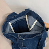Denim Tote Bag Women Shoulder Bags Embroidered Letters Handbags