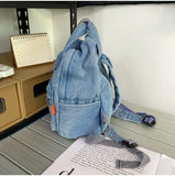 Denim Women Backpack Small Casual School Bag for Teenage Girls